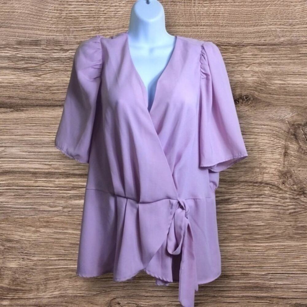 Andree by Unit purple peplum faux wrap blouse. Size 2X